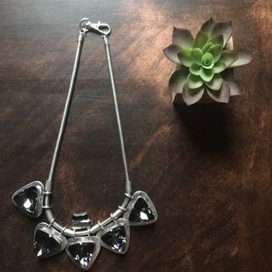 Silver Jeweled Statement Necklace